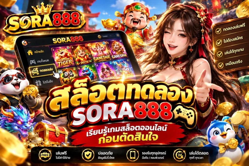 สล็อตทดลอง SORA888 เรียนรู้เกมสล็อตออนไลน์ก่อนตัดสินใจ